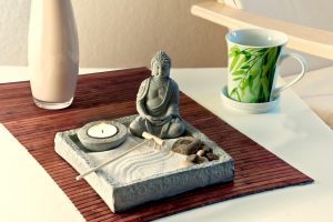 Miniature Buddha Statue and Sand Garden