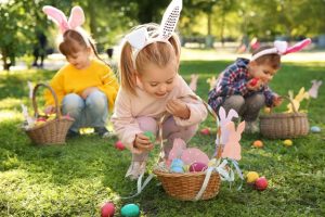 Kids Picking Up Easter Eggs
