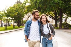 A Couple Walking Down Logan Circle Enjoying the Scene